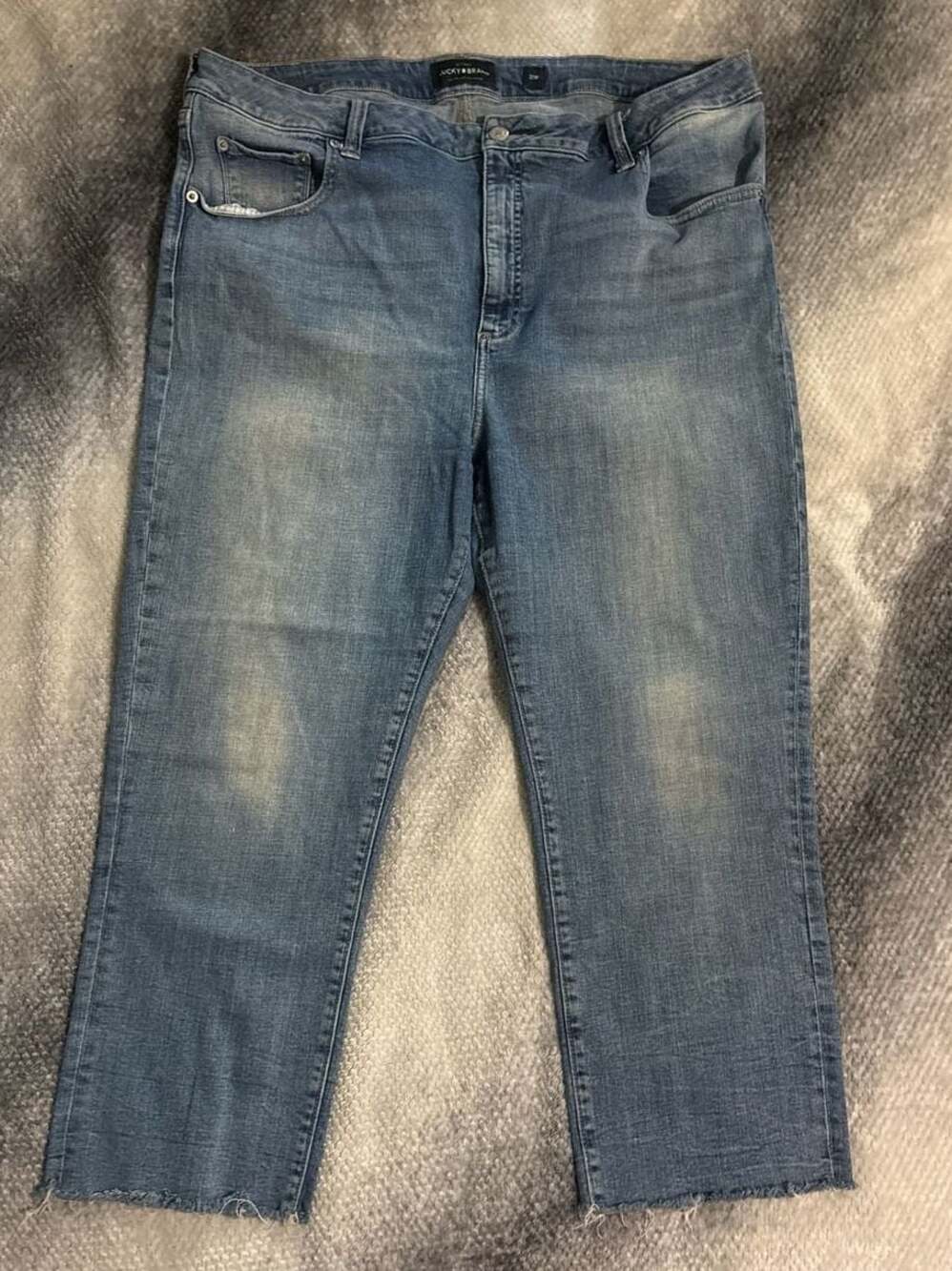 Lucky Brand Emma Crop High Rise Straight Leg Jeans Plus Size 20W Raw Hem